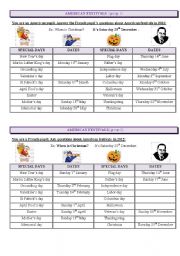 English Worksheet: American fastivals