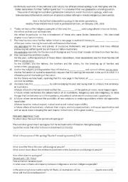 English Worksheet: Apology Speech to the Aboriginal people + key