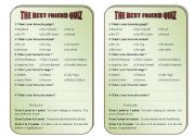 English Worksheet: the best friend quiz