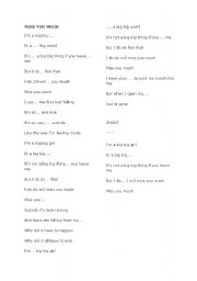 English Worksheet: song lyrics I am a big big girl listening activity