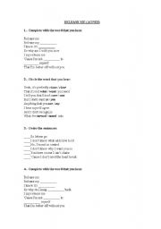 English worksheet: Release me by Agnes