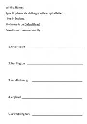 English Worksheet: Capital Letters