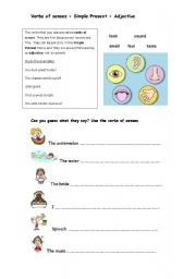 English Worksheet: Verbs of senses+ Simple Present+ adjective