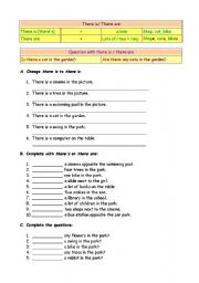 English Worksheet: there is / there are