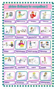 English Worksheet: picture dictionary for occupations 2 