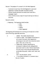 English Worksheet: recount