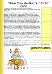 English Worksheet: Food and healthy way of life