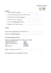 English worksheet: webquest British currency and shops