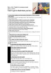 English Worksheet: Steve Jobs questions