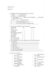 English worksheet: Review: Simple Past