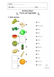 English Worksheet: fruits and vegetables