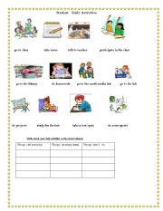 English Worksheet:  Some Student Daily Activities