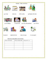 English worksheet:  Some Student Daily Activities