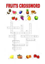English Worksheet: Fruits Crossword