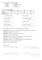 English Worksheet: can or cant