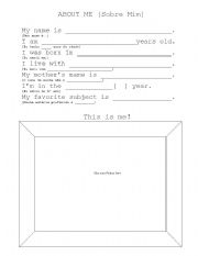 English worksheet: About me