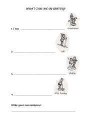 English Worksheet: What can I do in winter?