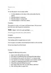 English worksheet: passive voice exersises