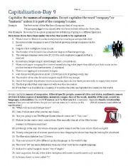 English Worksheet: Capitalization- Day 9