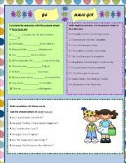 English Worksheet: Be and Have got