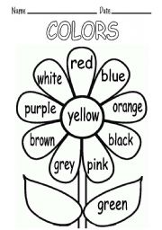English Worksheet: B&W VOCABULARY ABOUT COLOURS