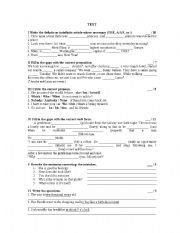 English Worksheet: Articles, Prepositions, Confusable Words, Reading comprehension, 