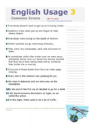 ENGLISH USAGE 2   2nd part COMMON ERRORS!!! WITH KEY , INTERMEDIATE/ADVANCED LEVEL, ENGLISH USAGE 1 IS ALSO INCLUDED,EDITABLE