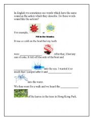 English worksheet: Onomatopoeia exercises