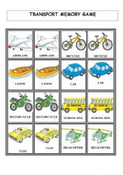 English Worksheet: Transports - Memory Game