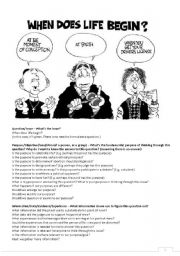 English Worksheet: When does life begin