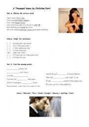 English Worksheet: Song: A Thousand Years by Christina Perri
