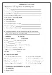 English Worksheet: Simple Present Exercises