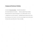 English Worksheet: Compound Sentence Review