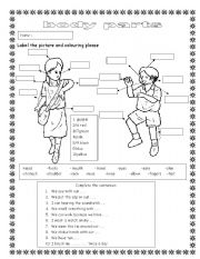 English Worksheet: body parts