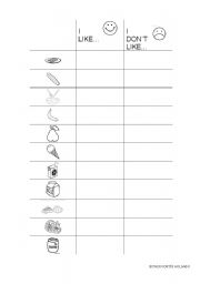 English Worksheet: Like and Dislike