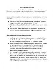 English Worksheet: How to write a Cover Letter