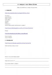 English worksheet: Webquest Bram Stoker