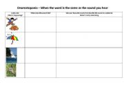 English worksheet: Onomatopoeia