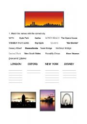 English Worksheet: Famous cities in English-speaking world