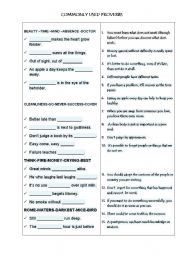 English Worksheet: Commonly used proverbs