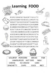 English Worksheet: food wordsearch