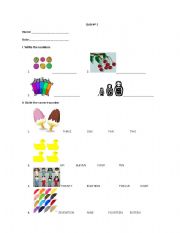 English worksheet: colors and numbers