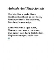 English Worksheet: Animals and Their Sounds