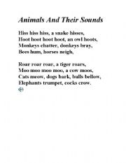 English worksheet: Animals and Their Sounds