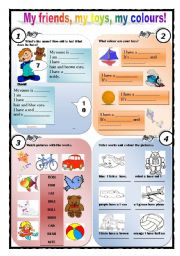 English Worksheet: My friends, my toys, my colours