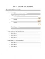 English Worksheet: Essay Outline Form