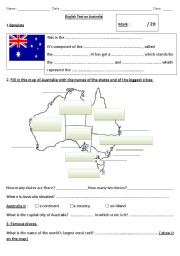 English Worksheet: AUSTRALIA : TEST
