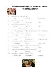 English worksheet: Comprehension Questions on the movie Cinderella Story