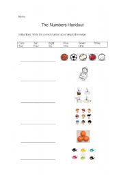 English Worksheet: numbers