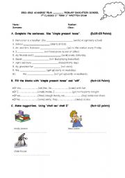 English worksheet: 7 class